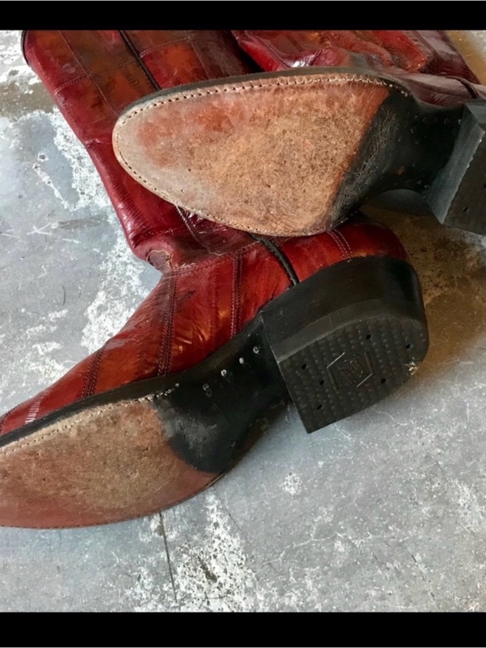 Tony Lama Red Leather Eel Western Boots - Picture 5 of 6